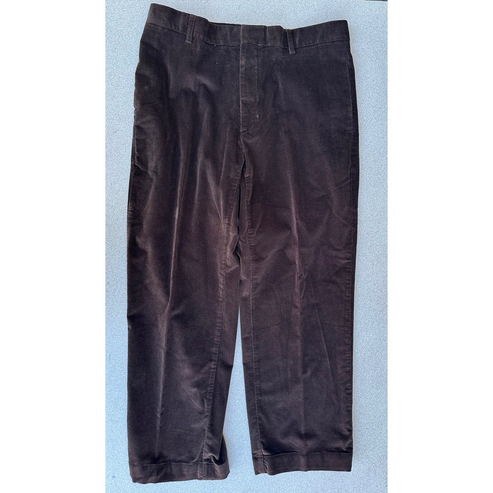 Alfani Mens Dark Brown Corduroy Pants Flat Front 36x29 Stretch Cotton‎ Blend